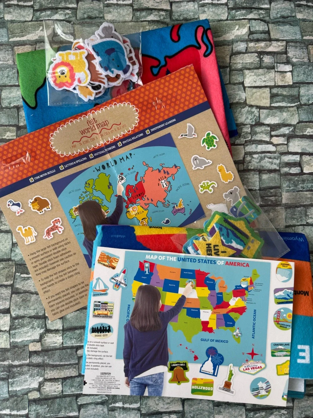 Felt World and US Maps